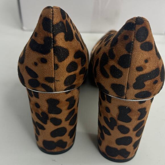 NEW Marc Fisher Viviene Dark Brown Leopard Heels Size 7.5 Pointy Block Heel Pump - Picture 5 of 13